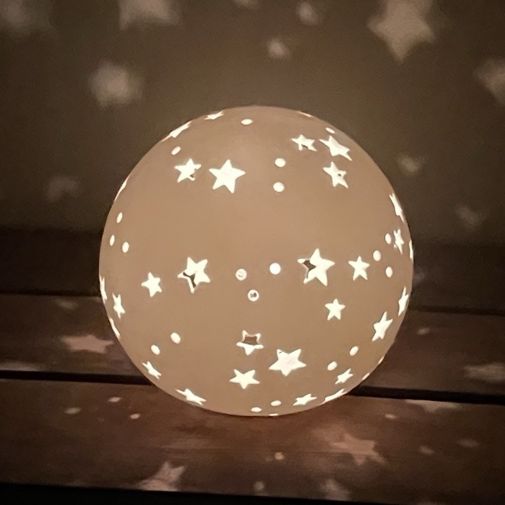 Pillowfort Starry Globe Night Light White Round Ceramic Stars Lamp Celestial